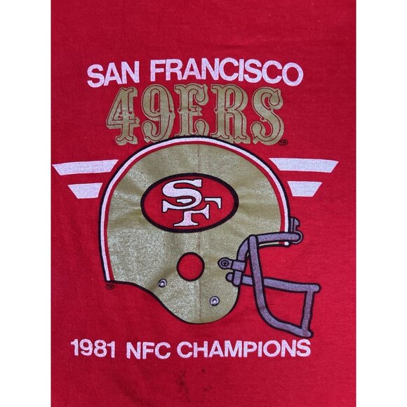 Vintage San Francisco 49ers T-Shirt 1981 NFC Champions Size Large Single Stitch - Picture 2 of 12